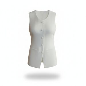 Commense White Button-Up Vest Medium